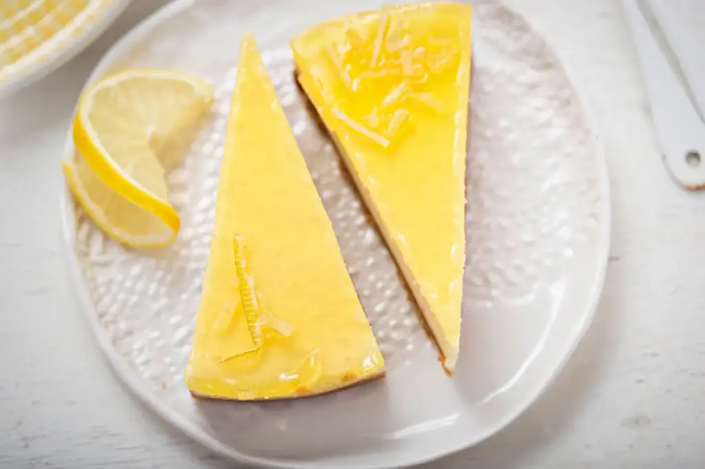 Lemon & Ricotta Cheesecake on a Plate