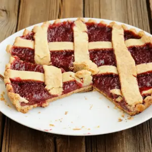 Old-Fashioned Strawberry Pie on a White Plate