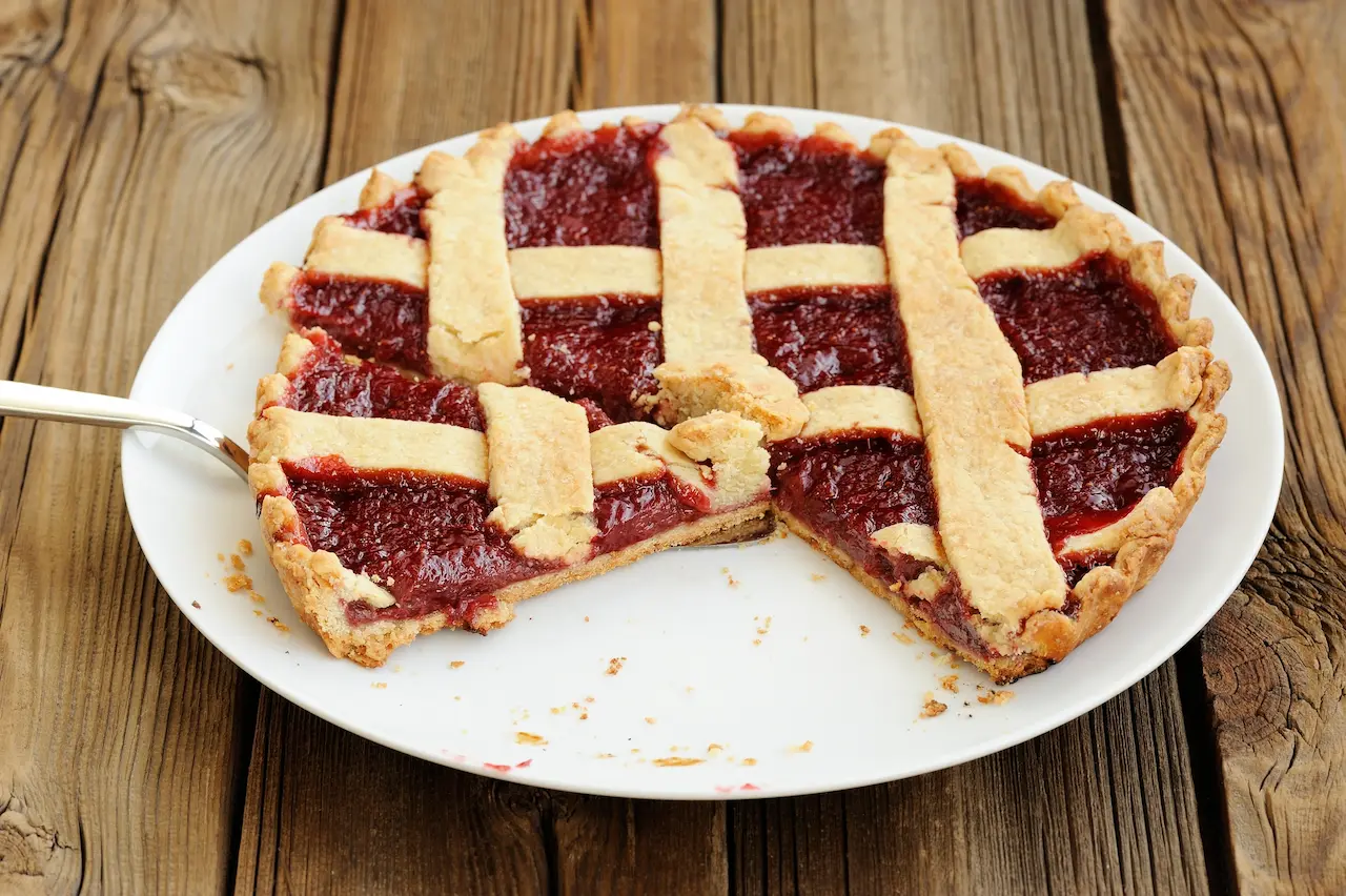 Old-Fashioned Strawberry Pie on a White Plate