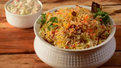 Vegetable Biryani on a White Plate