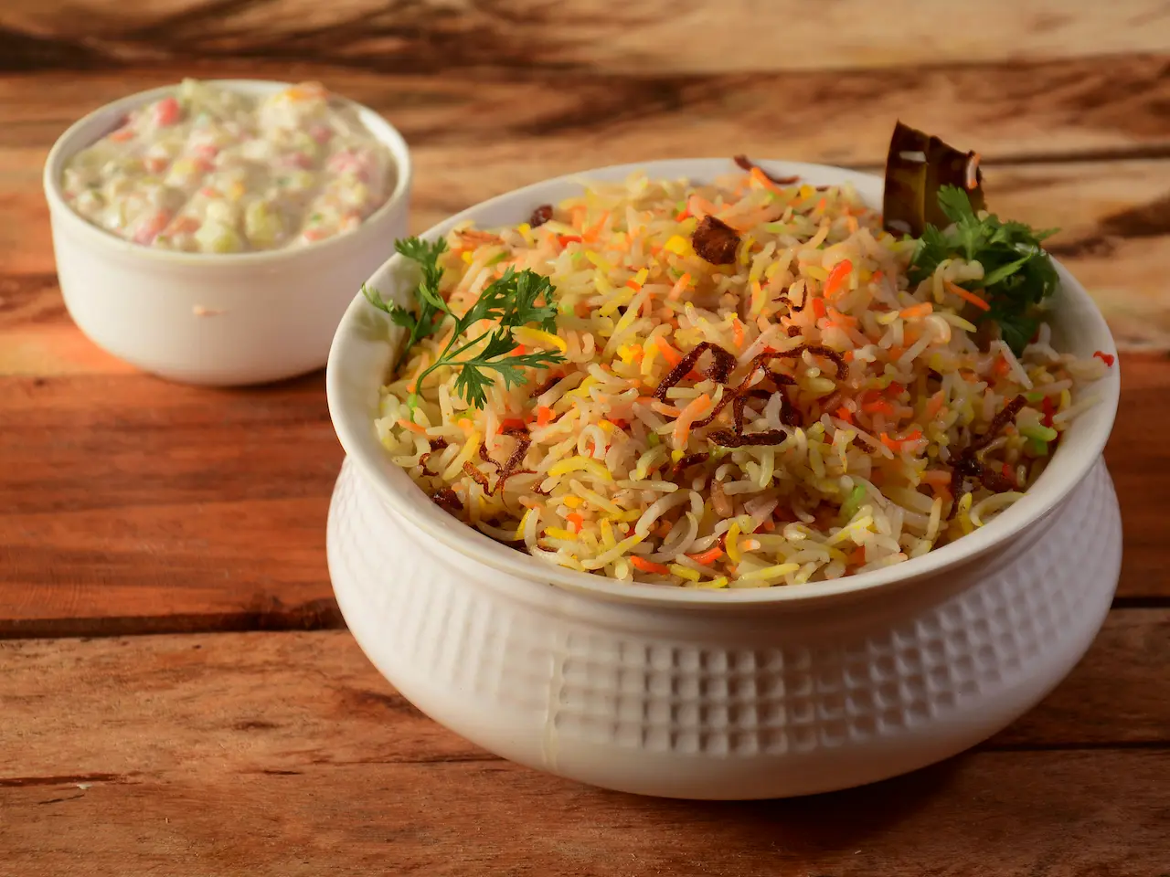 Vegetable Biryani on a White Plate